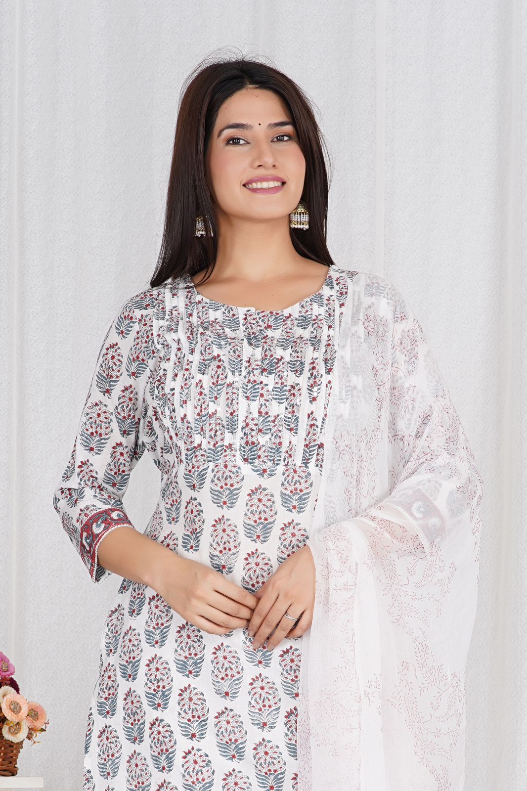 hand block printed kurta set with dupatta