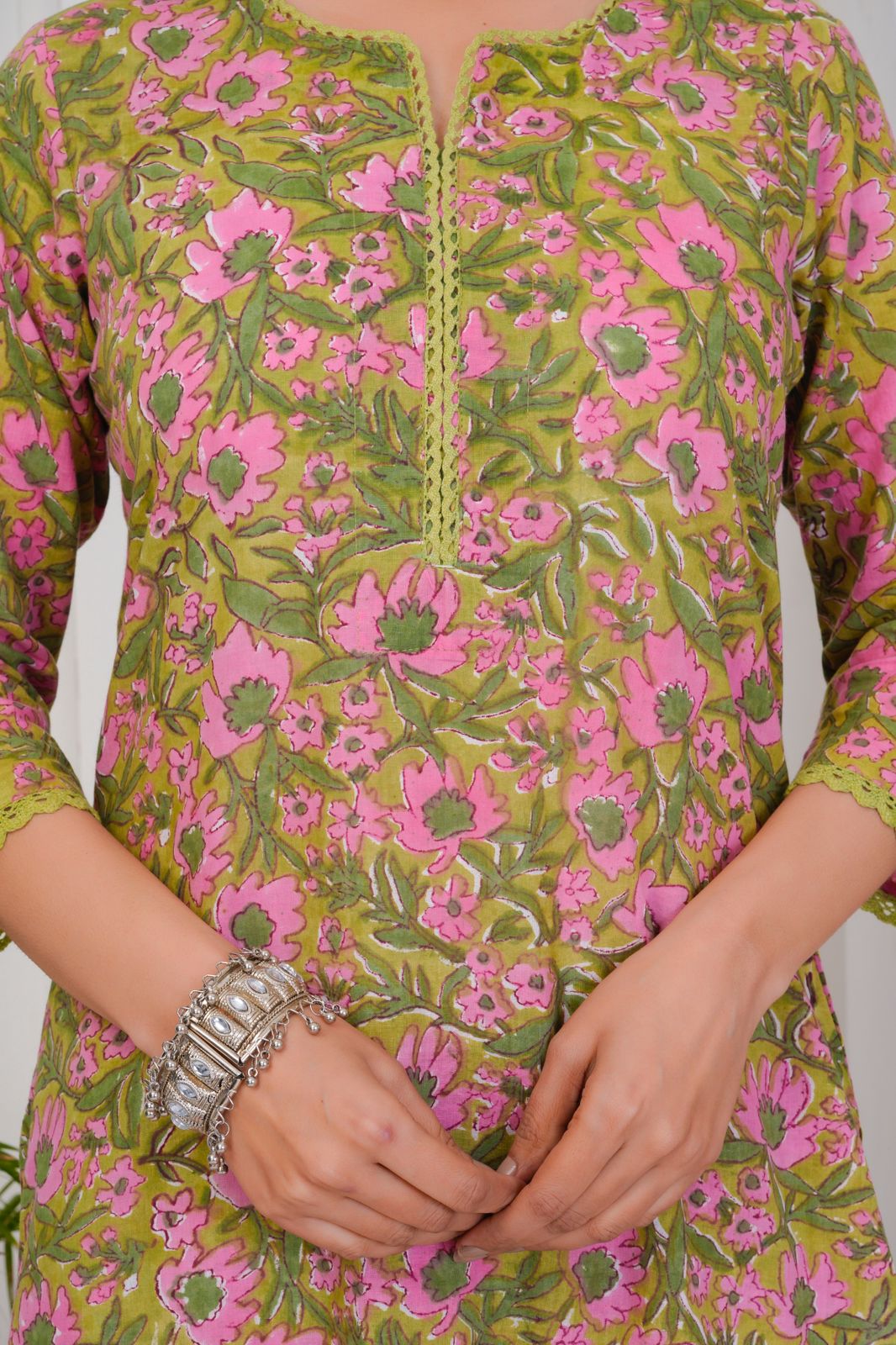 hand block printed kurta set with dupatta