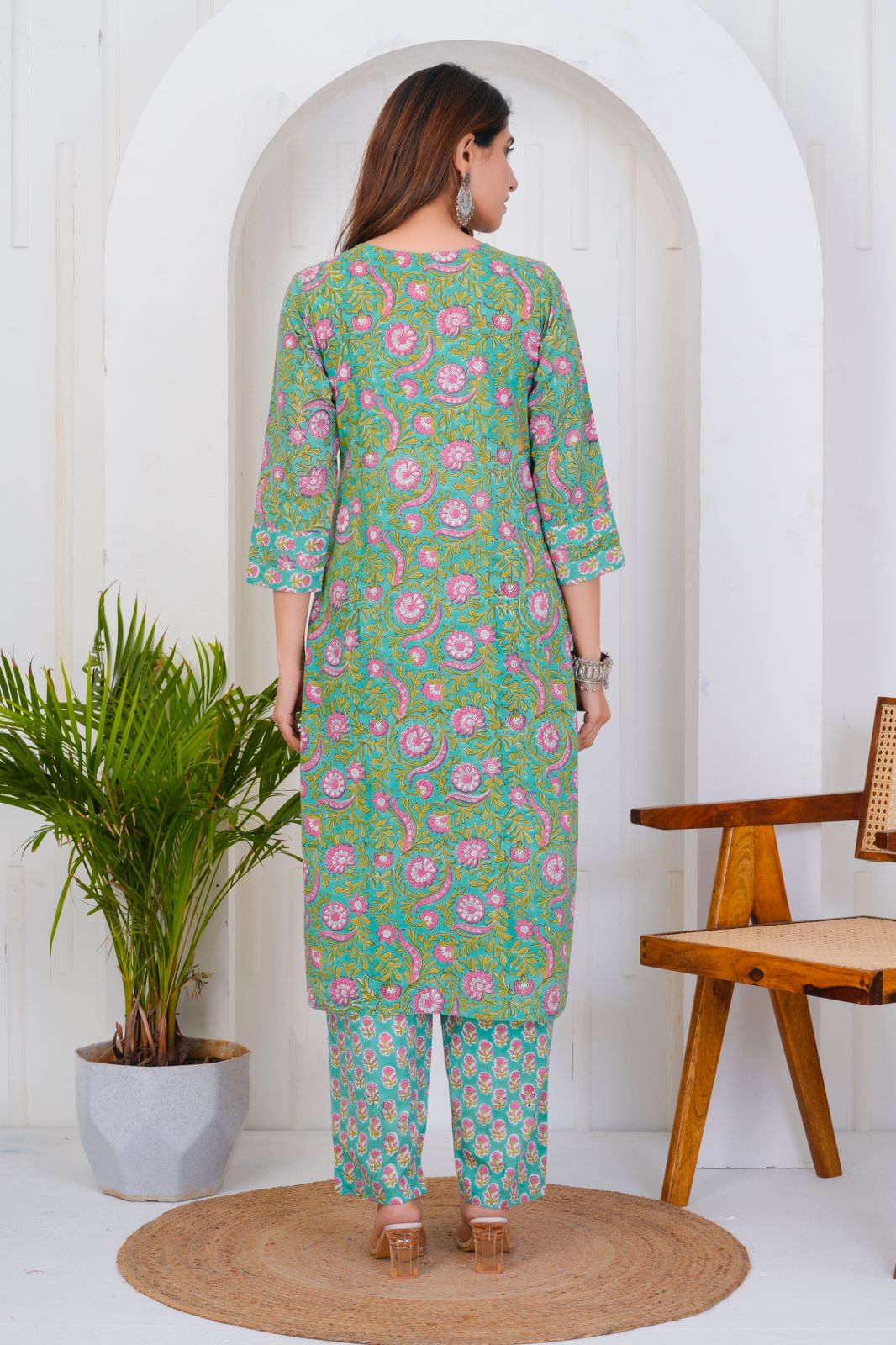 hand block printed kurta set with dupatta