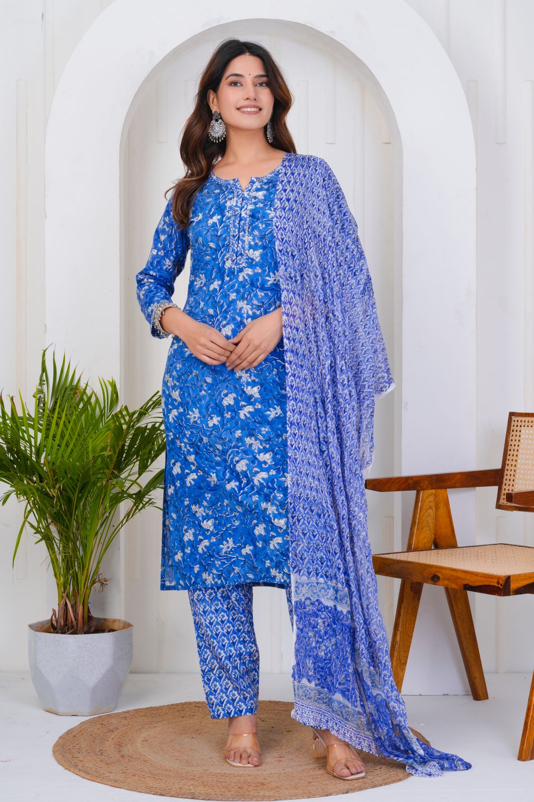 hand block printed kurta set with dupatta