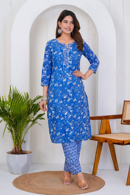 hand block printed kurta set with dupatta