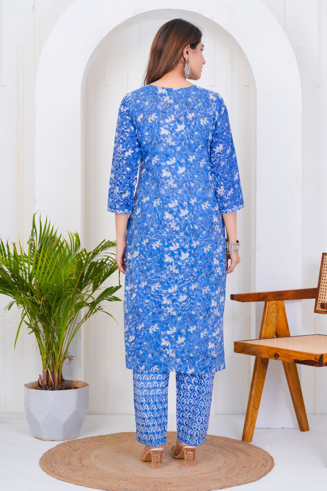 hand block printed kurta set with dupatta