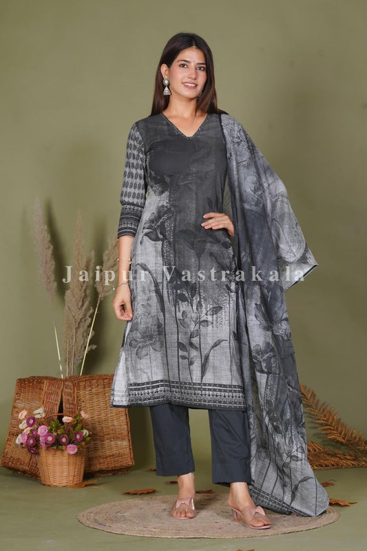 hand block printed kurta set with dupatta