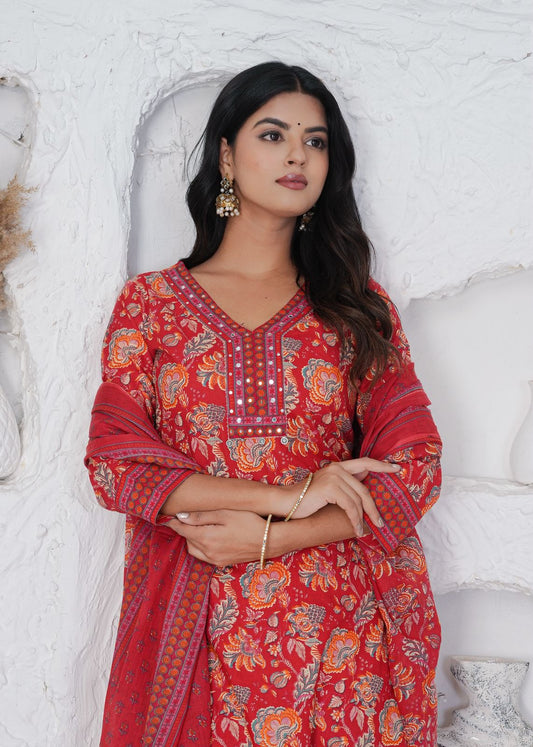 hand block printed kurta set with dupatta