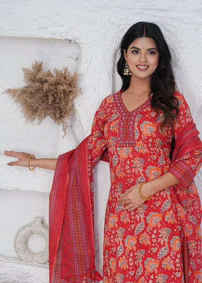 hand block printed kurta set with dupatta