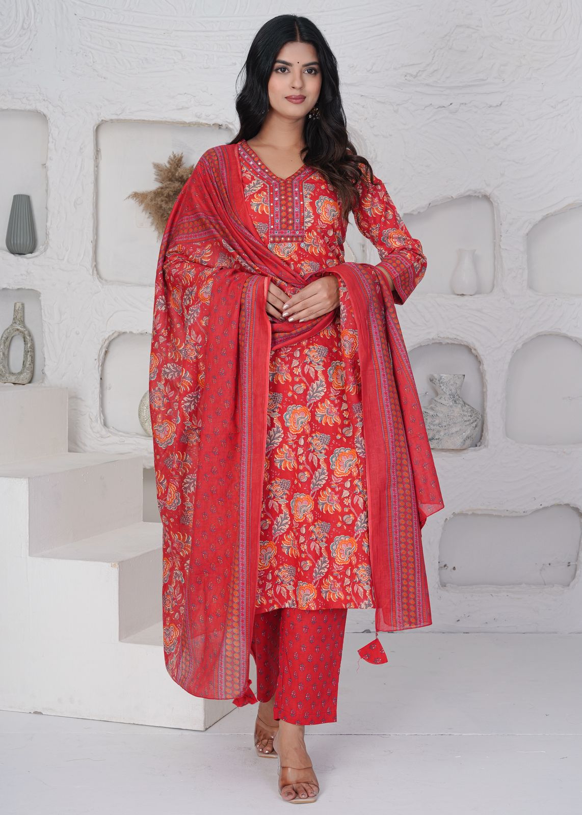 hand block printed kurta set with dupatta