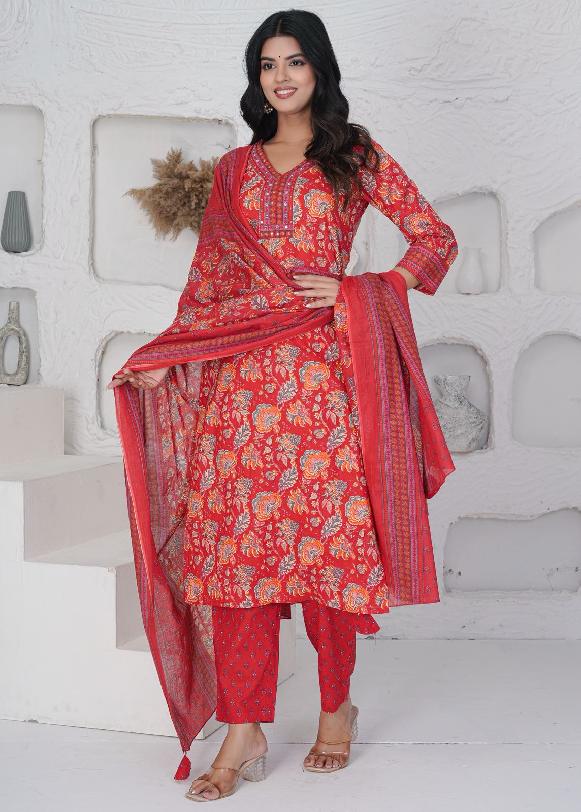hand block printed kurta set with dupatta
