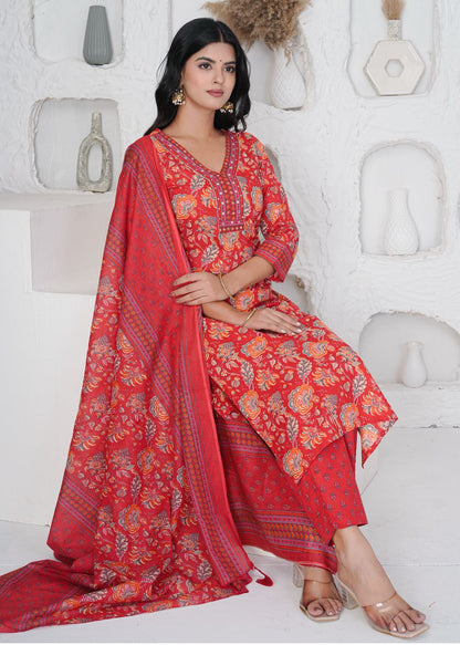 hand block printed kurta set with dupatta