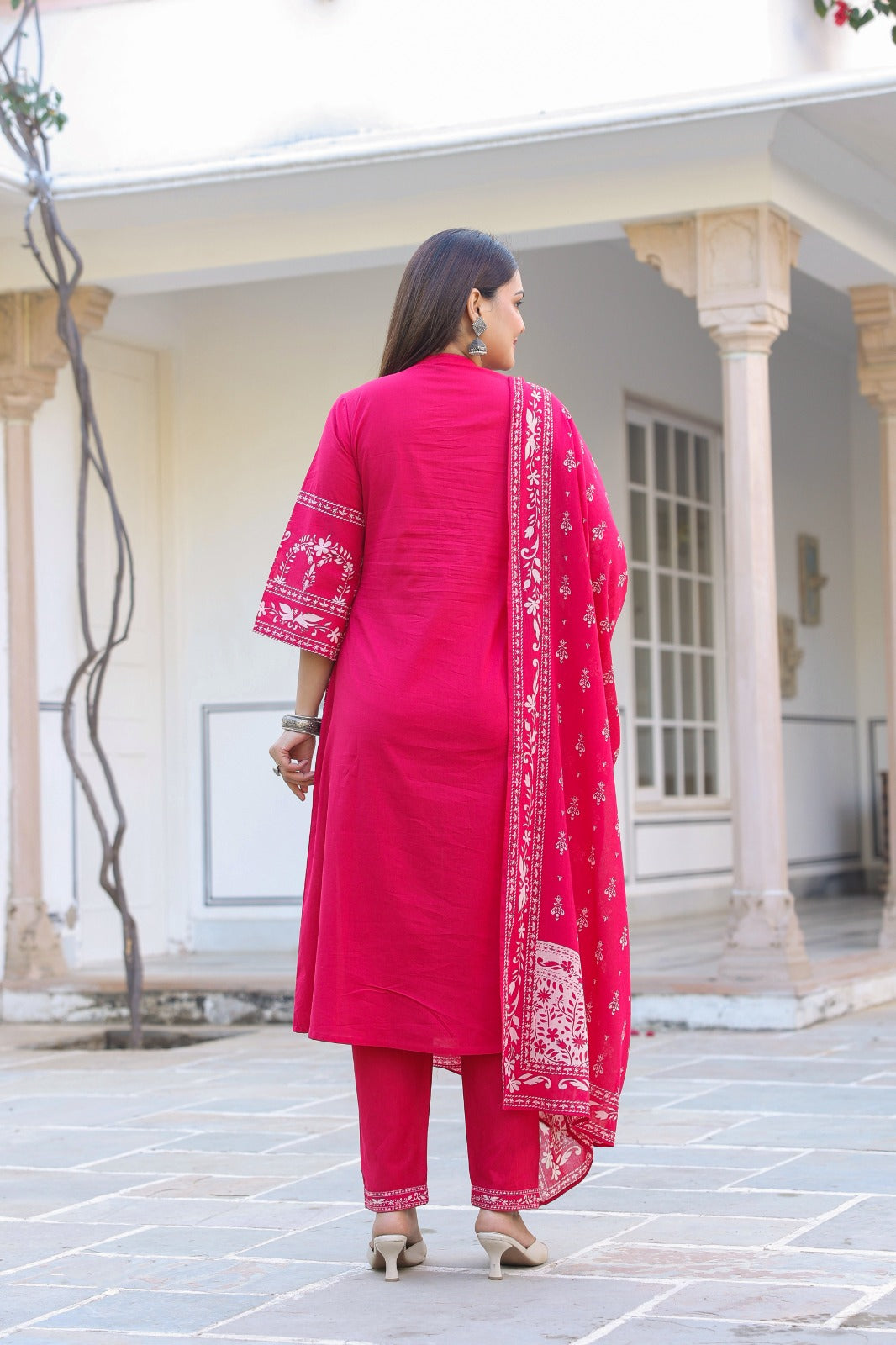 Pink A-line Fusion Cotton Suit