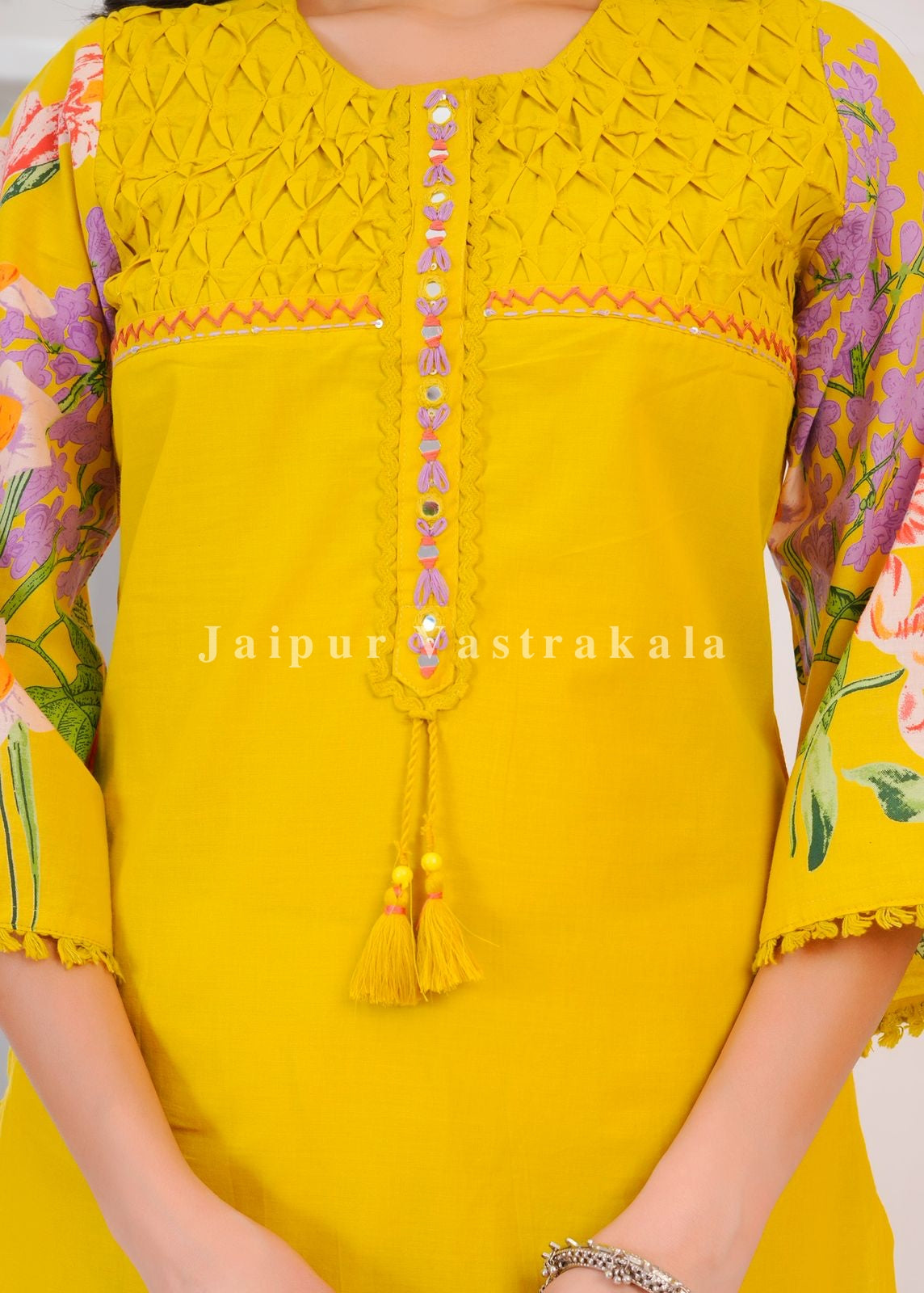 Yellow Wild Flower Cotton Dupatta Set