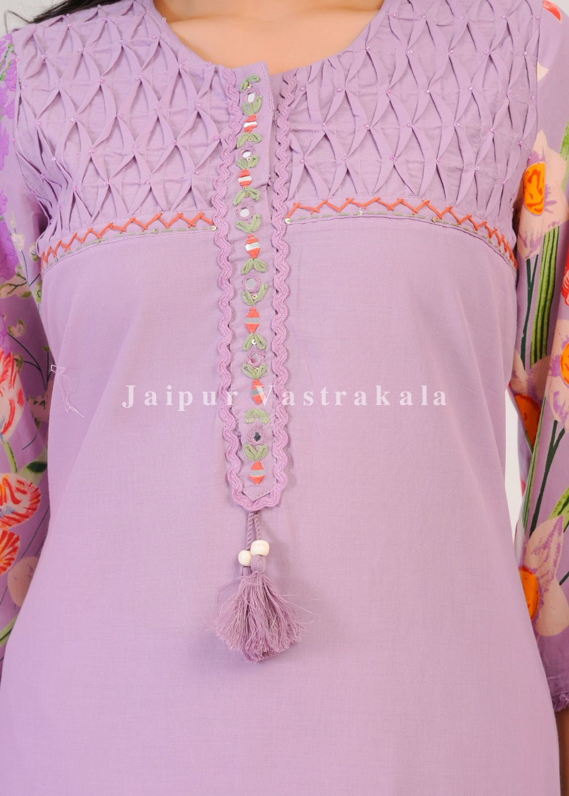 Lilac Wild Flower Cotton Dupatta Set