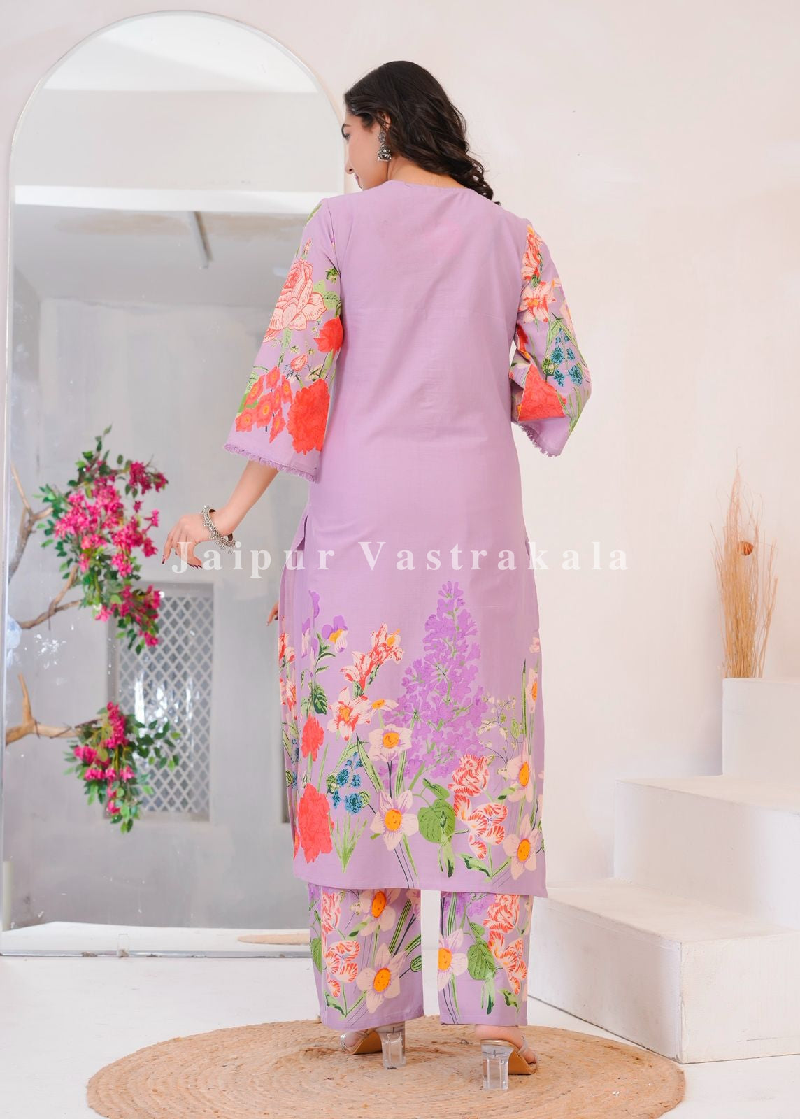 Lilac Wild Flower Cotton Dupatta Set