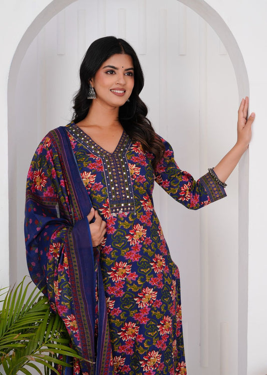 hand block printed kurta set with dupatta