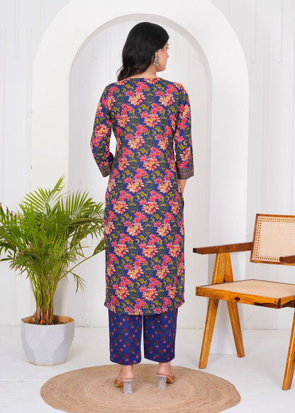 hand block printed kurta set with dupatta