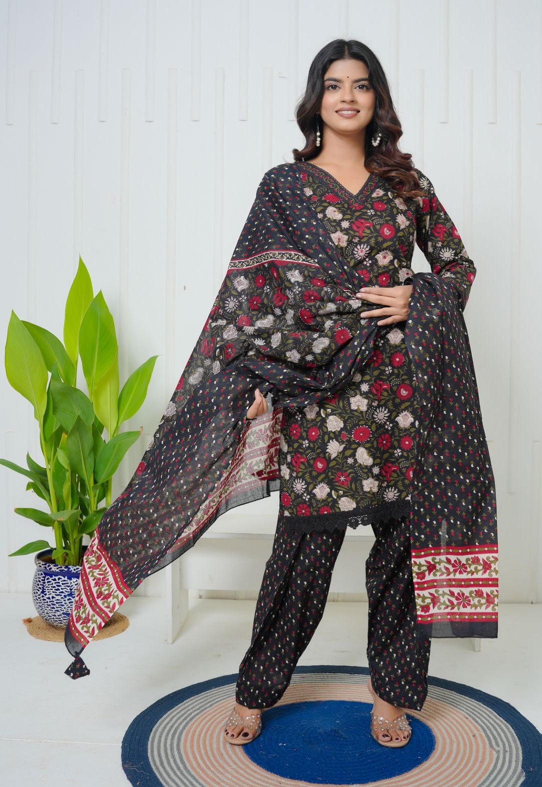 Black Mehfil Farsi Salwar Cotton Suit