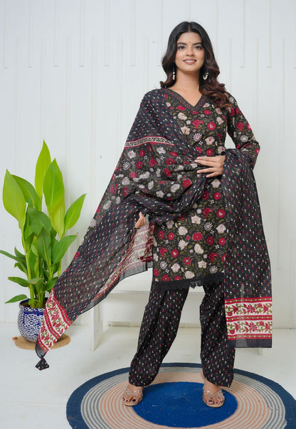 Black Mehfil Farsi Salwar Cotton Suit
