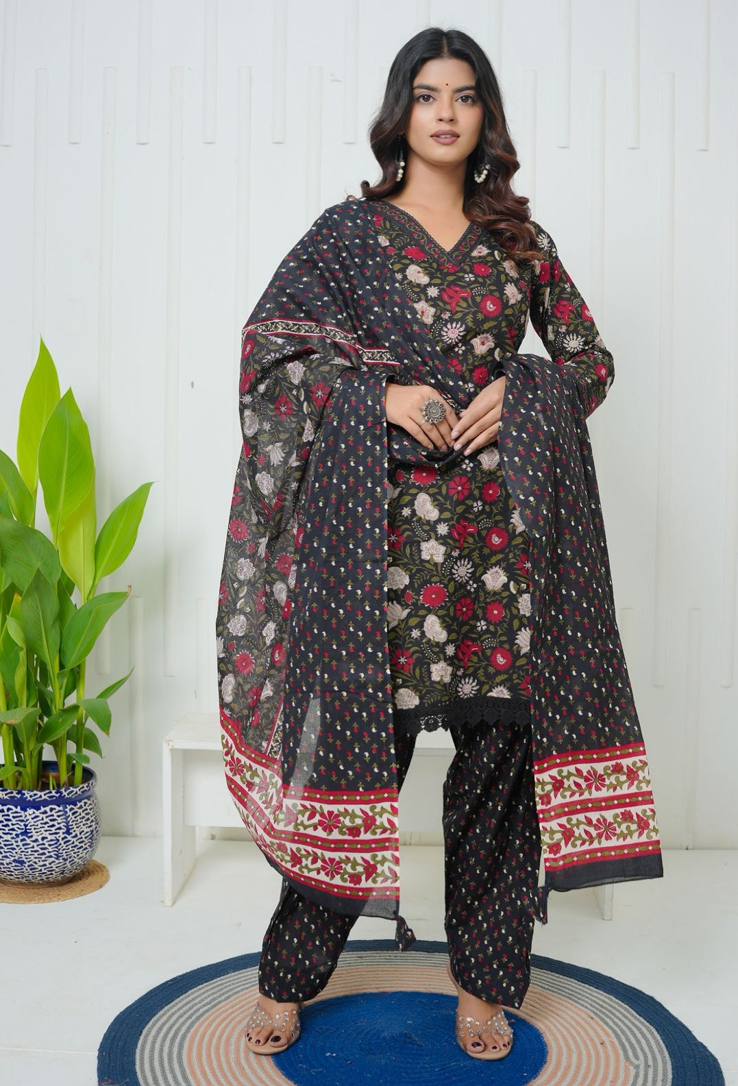 Black Mehfil Farsi Salwar Cotton Suit