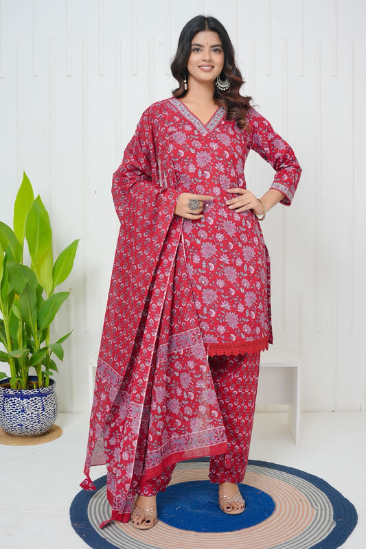 Crimson Gulbahar Farsi Salwar Cotton Suit