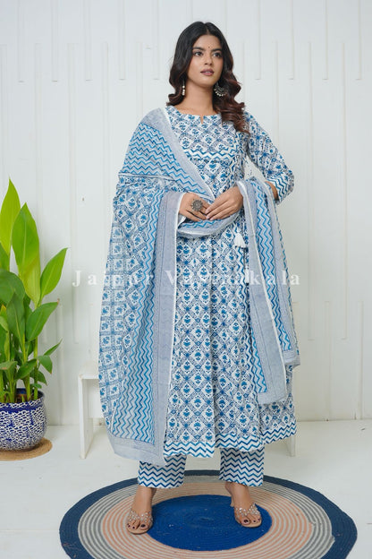 Blue Cascade Angrakha Anarkali Suit