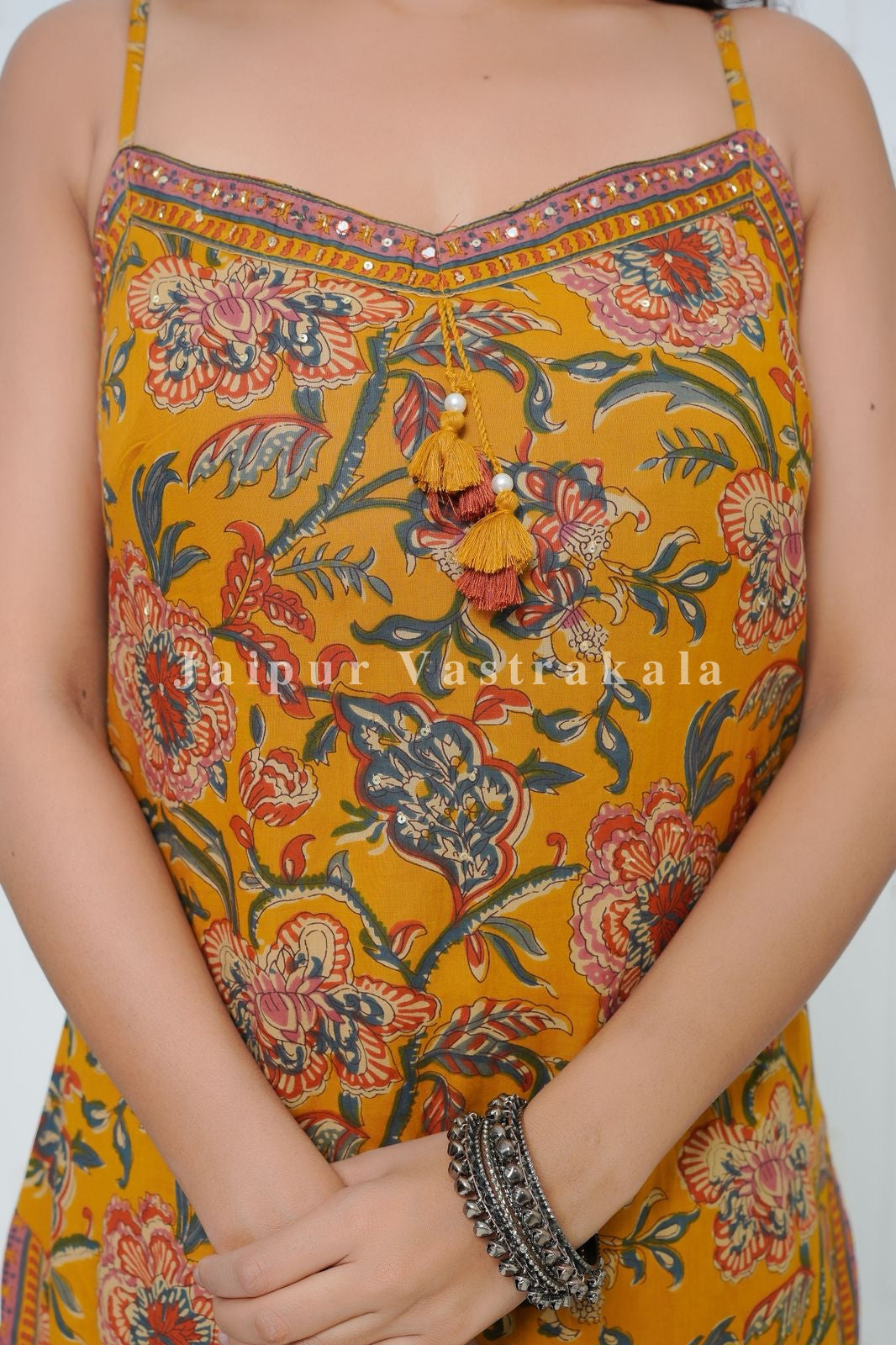 Yellow Phoolkari Spaghetti Cotton Set
