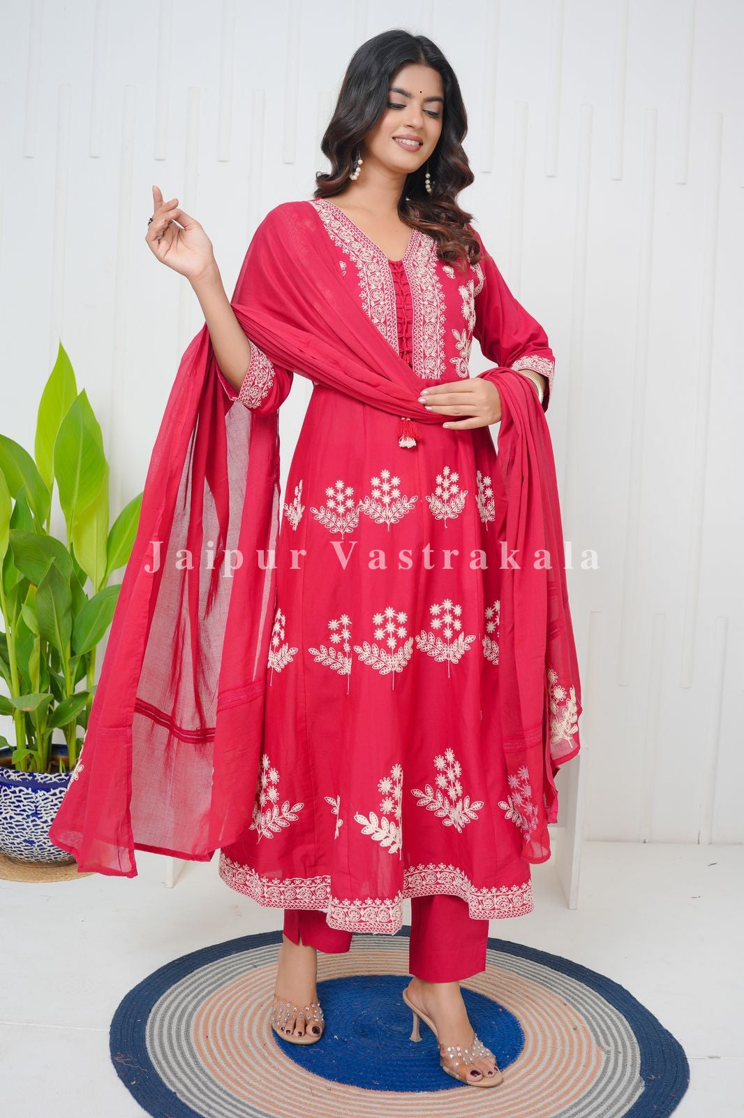 Red Embroidery Affair Anarkali Suit