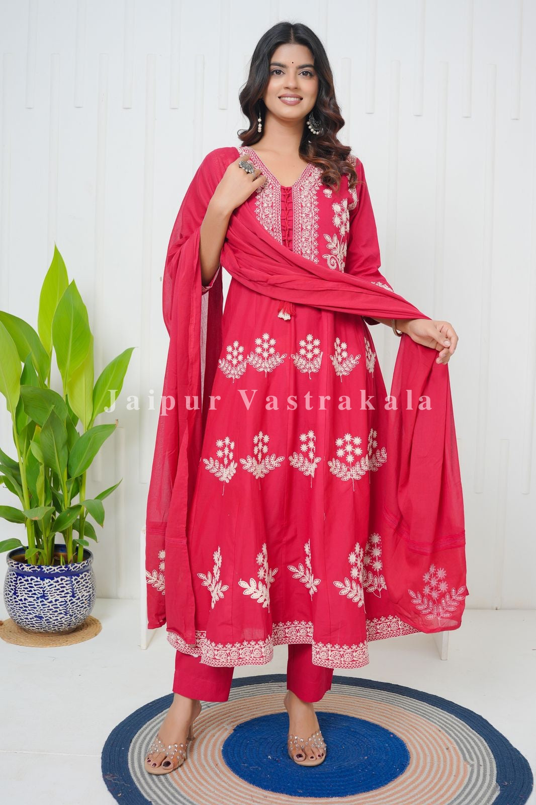 Red Embroidery Affair Anarkali Suit