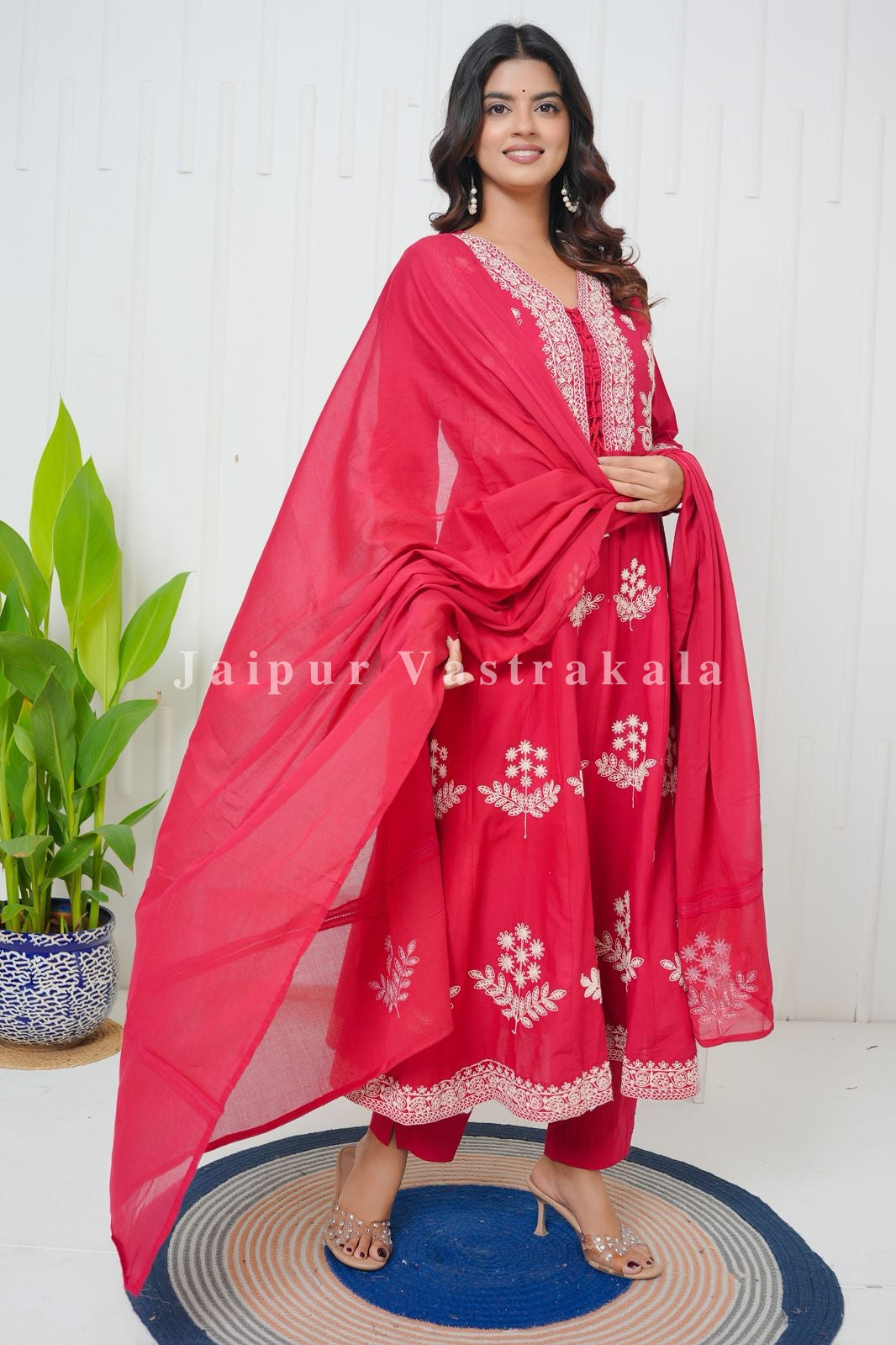 Red Embroidery Affair Anarkali Suit