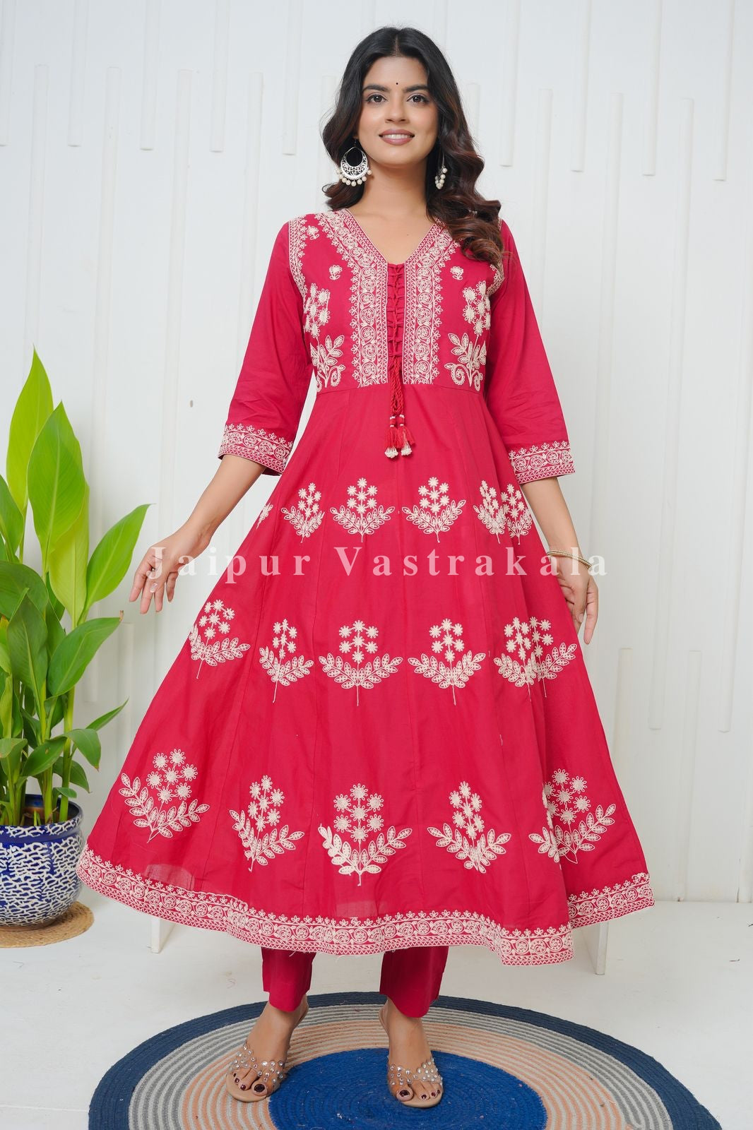 Red Embroidery Affair Anarkali Suit