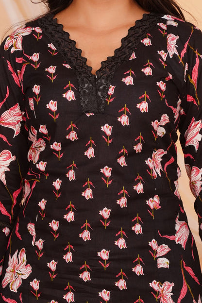 hand block printed kurta set with dupatta
