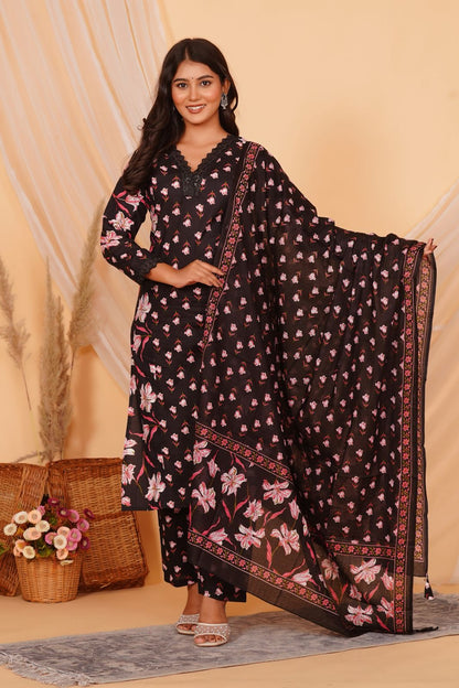 hand block printed kurta set with dupatta