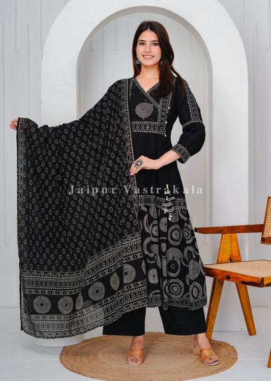 hand block printed kurta set with dupatta