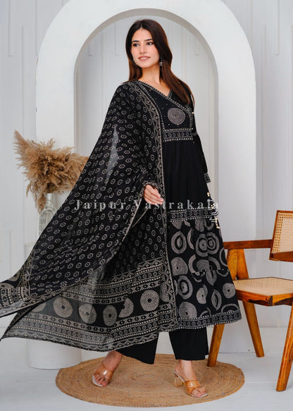hand block printed kurta set with dupatta