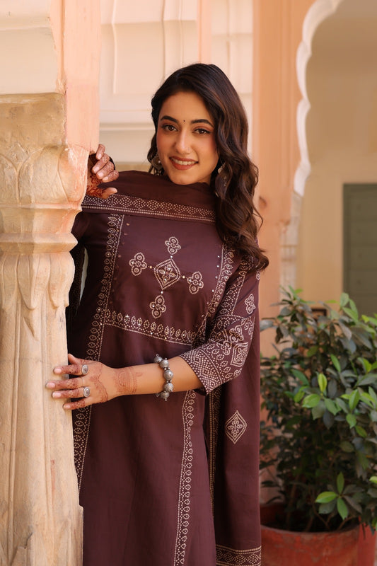 Cocoa Bean Noor Cotton Dupatta Suit