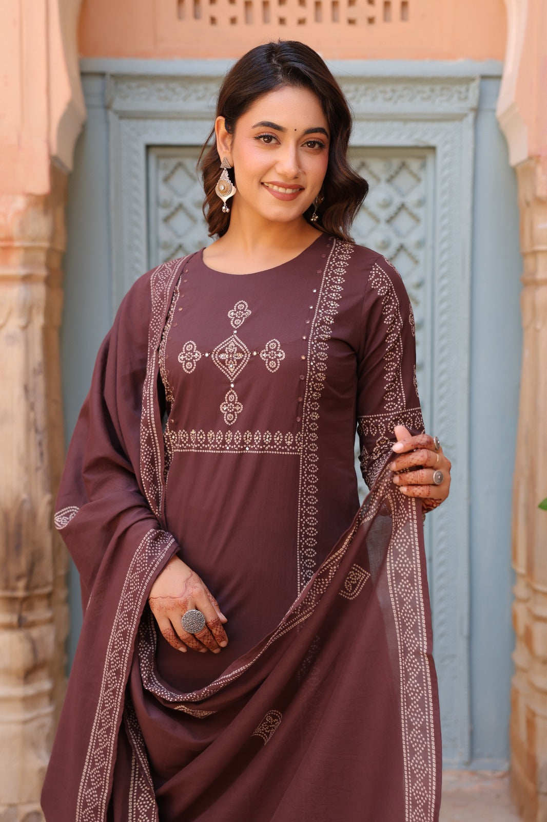 Cocoa Bean Noor Cotton Dupatta Suit