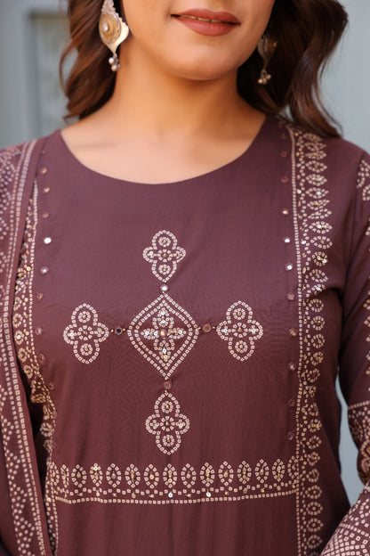 Cocoa Bean Noor Cotton Dupatta Suit