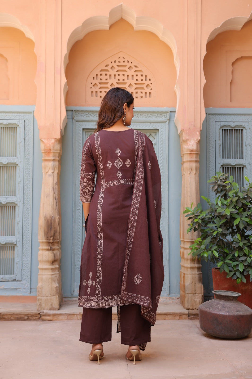 Cocoa Bean Noor Cotton Dupatta Suit