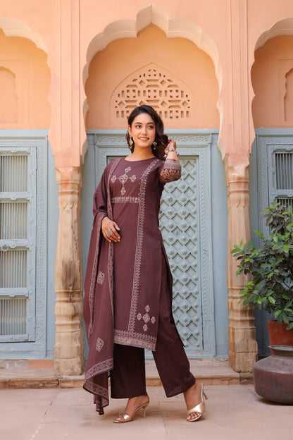 Cocoa Bean Noor Cotton Dupatta Suit