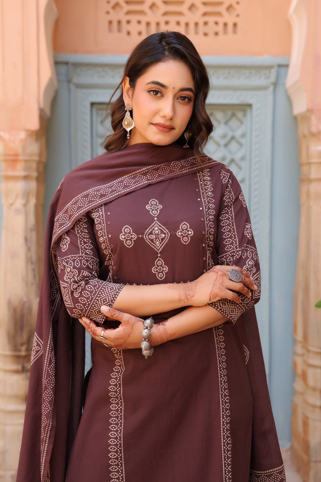 Cocoa Bean Noor Cotton Dupatta Suit