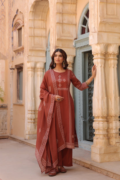 Terracotta Noor Cotton Dupatta Suit