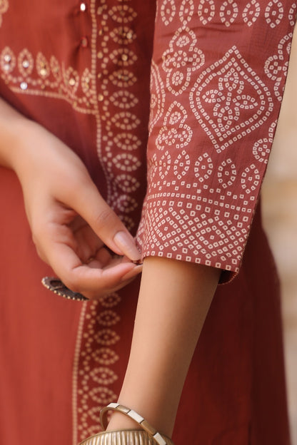 Terracotta Noor Cotton Dupatta Suit