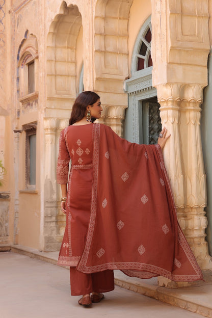 Terracotta Noor Cotton Dupatta Suit