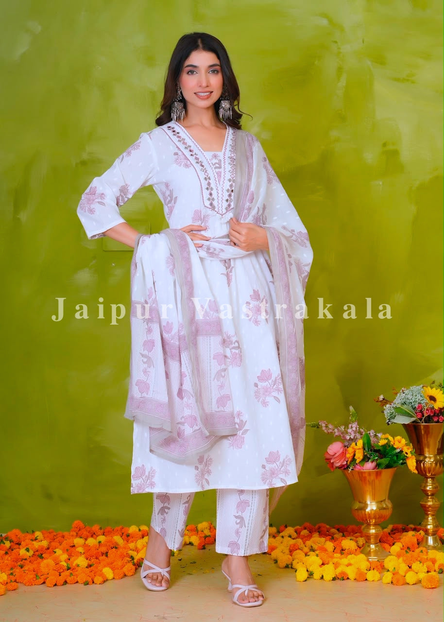 Soothing Muave Boota Cotton Dupatta Set