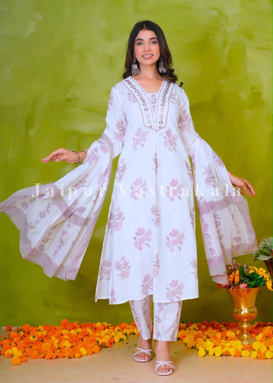 Soothing Muave Boota Cotton Dupatta Set