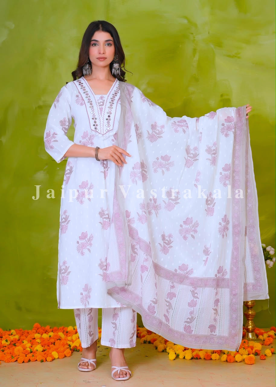 Soothing Muave Boota Cotton Dupatta Set