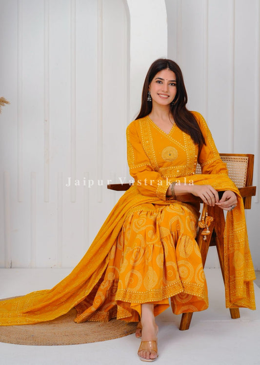 hand block printed kurta set with dupatta