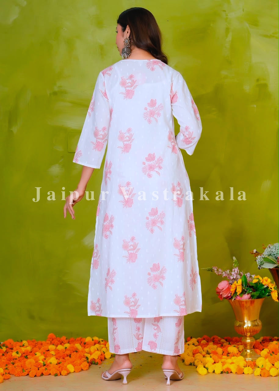 Soothing Peach Boota Cotton Dupatta Set
