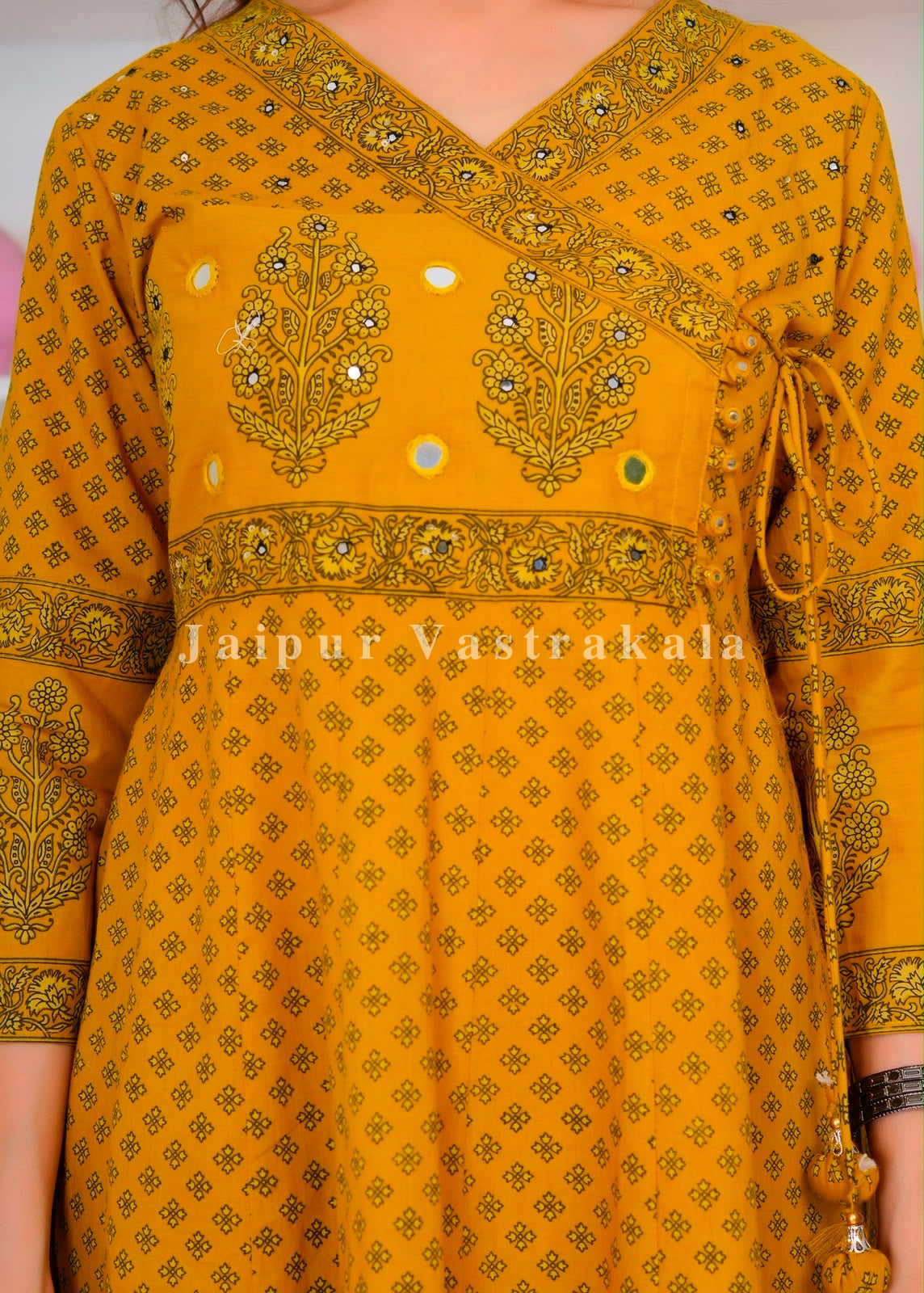 Mustard Mughal Anghrakha Cotton Dupatta Set