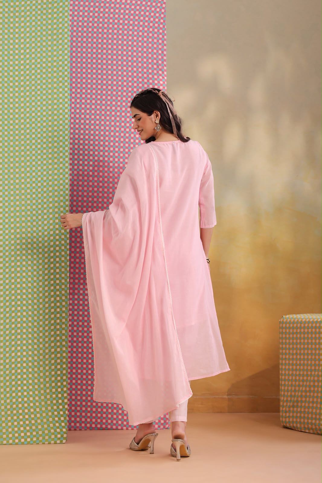 Pink Noor Embroidery Mul Cotton Suit