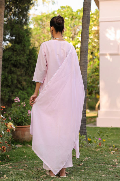 Baby Pink Embroidery Mul Cotton Suit