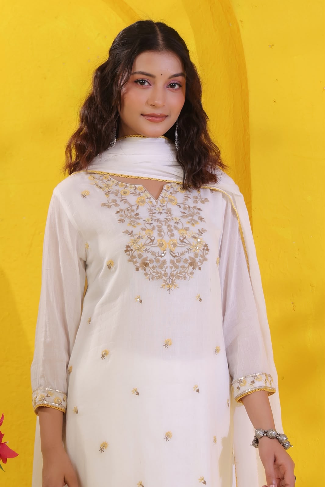 Yellow Mehfil Embroidery Mul Cotton Suit
